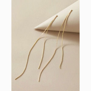 Gold Tassel Drop Statement Earrings